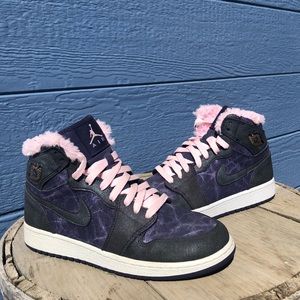 Pink & Purple tue dye sparkle fuzzy Air Jordan